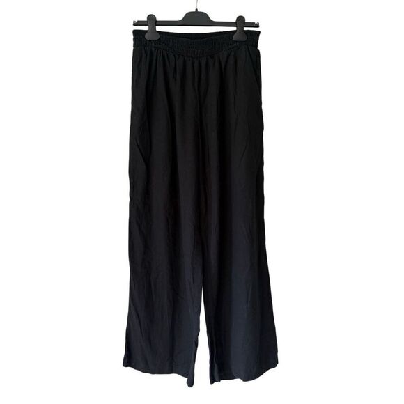 Aerie High Waisted Linen Blend Pants size L Regular Black Pull On - Picture 4 of 10